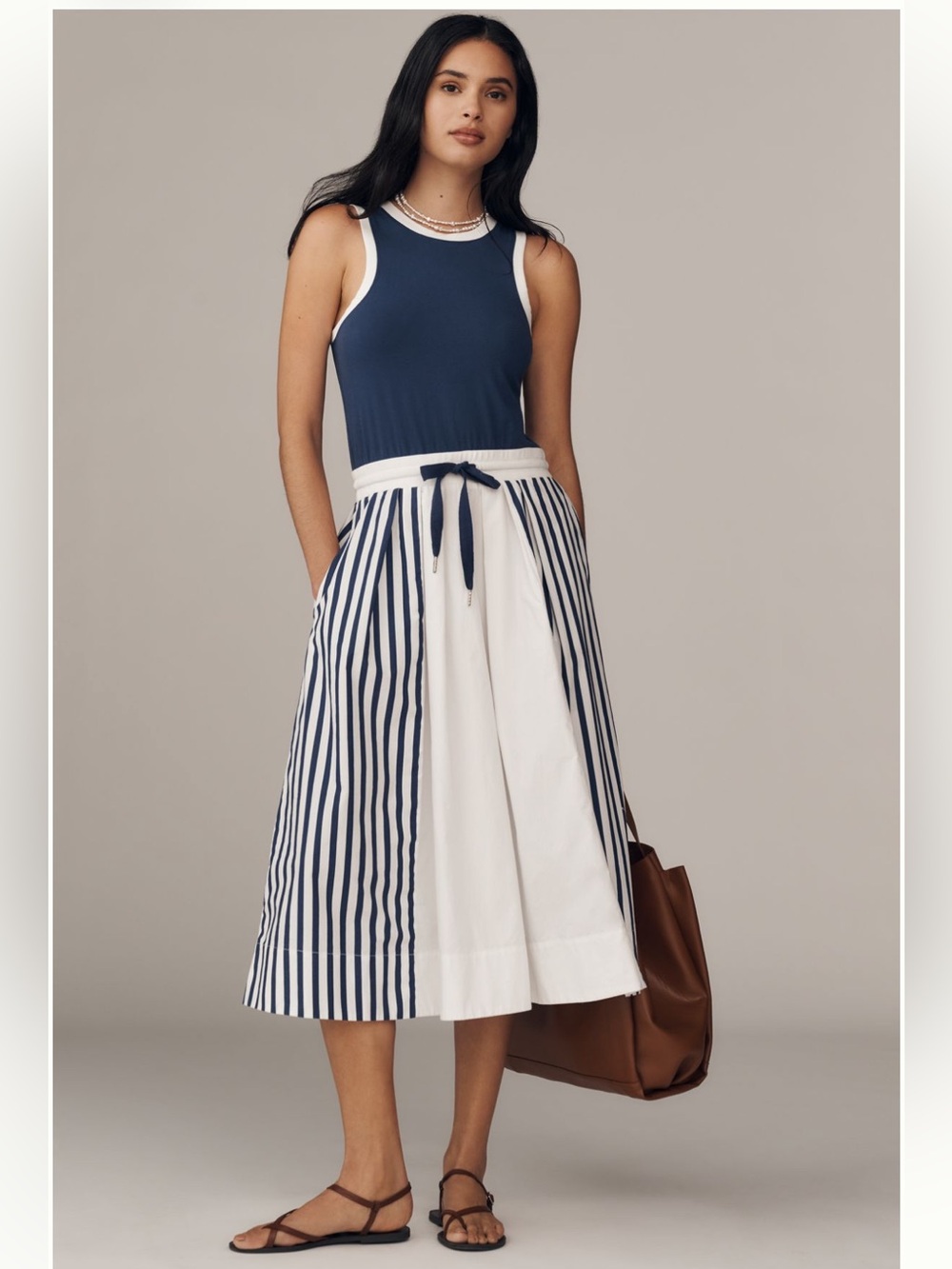 Daily Practice Drawstring Twofer Midi Dress Size M NWT - Picture 3 of 6